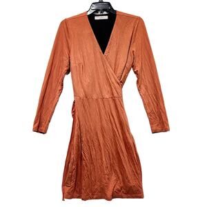 LOFT Ann Taylor Women's Rust Long Sleeve Wrap Dress Sz M